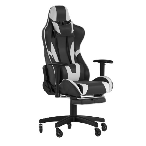 X30 Gaming Chair Racing Office Ergonomic Computer Chair with Fully Reclining Back and Slide-Out Footrest in Black LeatherSoft