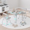 Garvee 3-Piece Boys and Girls Folding Set, Table and Chairs w/PU Cushion, No Assembly, For Eating/Reading/Playing, Grey - 3 of 4