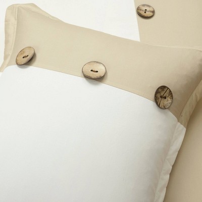 King Linen Button Cotton Farmhouse Comforter Set
