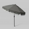 9' Sunbrella Scallop Base and Fringe Market Patio Umbrella with Auto Tilt - Bronze Pole - California Umbrella - 2 of 3