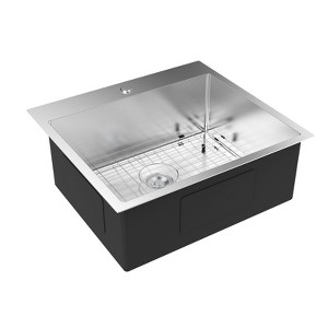 ROVSUN Top mount Kitchen Sink Drop-in, FarmhouseWorkstation , Stainless Steel Single Bowl Kitchen Sinks for RV, Travel Trailer, Garage - 1 of 4