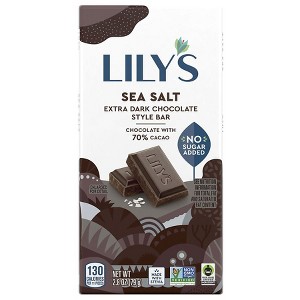 Lily's Extra Dark Chocolate Style Bar, No Sugar Added Sea Salt 2.8 oz - 1 of 1