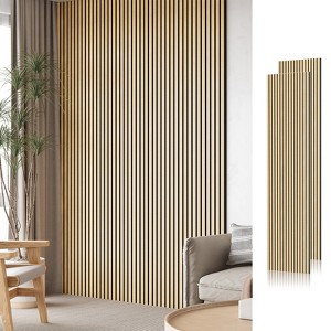 SMARTSTANDARD 94.1 in. x 23.62 in. x 0.9 in. Slat Wood Acoustic Sound Absorbing 3D Decorative Wall Paneling, 2-Pack - 1 of 4