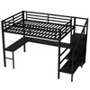 Sapphtopaz Loft Bed with L-Shaped Desk & USB,Metal Loft Bed with Wardrobe & Adjustable Shelf for Adults Teens Bed Frame for Bedroom - 3 of 4