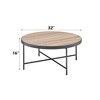 Vynxaria Industrial Round Coffee Table with Weathered Gray Oak Top Metal Trim Metal Legs X Crossbar Support 70lbs Weight Limit KD No Storage - 3 of 4