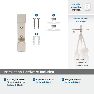 Satin Nickel Double Prong Decorative Wall Hook