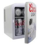 Coors Light 4 L Mini Fridge, 6 Can Portable Thermoelectric Cooler - Gray