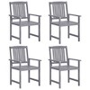 vidaXL Outdoor Patio Chairs Set of 4 - Solid Acacia Wood - Gray - Weather Resistant - Easy to Clean - Suitable for Garden, Balcony, Deck or Sunroom - 2 of 4