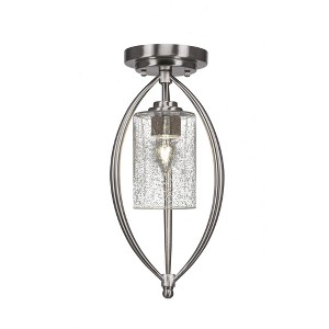 Toltec Lighting Marquise 1 - Light Flush Mount in  Brushed Nickel with 4" Clear Bubble Shade - 1 of 1