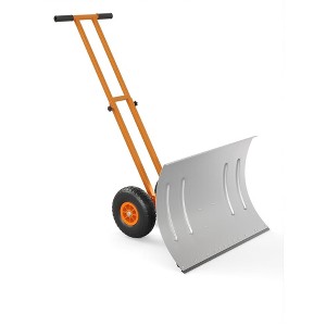 GustoWave Heavy-Duty Snow Shovel with Wheels, 29" Steel Blade, 5-Way Adjustable Handle & Angle for Easy Driveway Clearing - 1 of 4