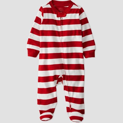 Image of Baby Organic Cotton Striped Sleep N' Play - little planet by carter's White/Red 6M