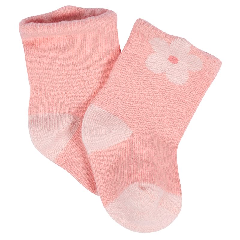 Gerber Baby Girls' 8-Pack Jersey Wiggle Proof® Socks Golden Floral, 2 of 10