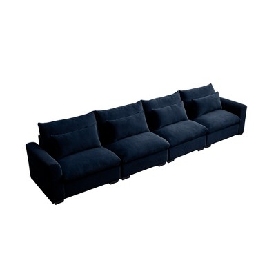 NicBex 157.5 Inch Deep Seat Corduroy Couch,4 Seater Sofa with 4 Waist Pillows for Living Room,Bedroom,Office,Apartment