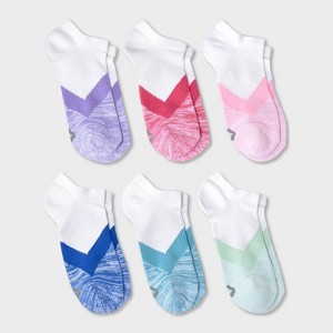 Girls' 6pk No Show Socks - All In Motion™ White - 1 of 3