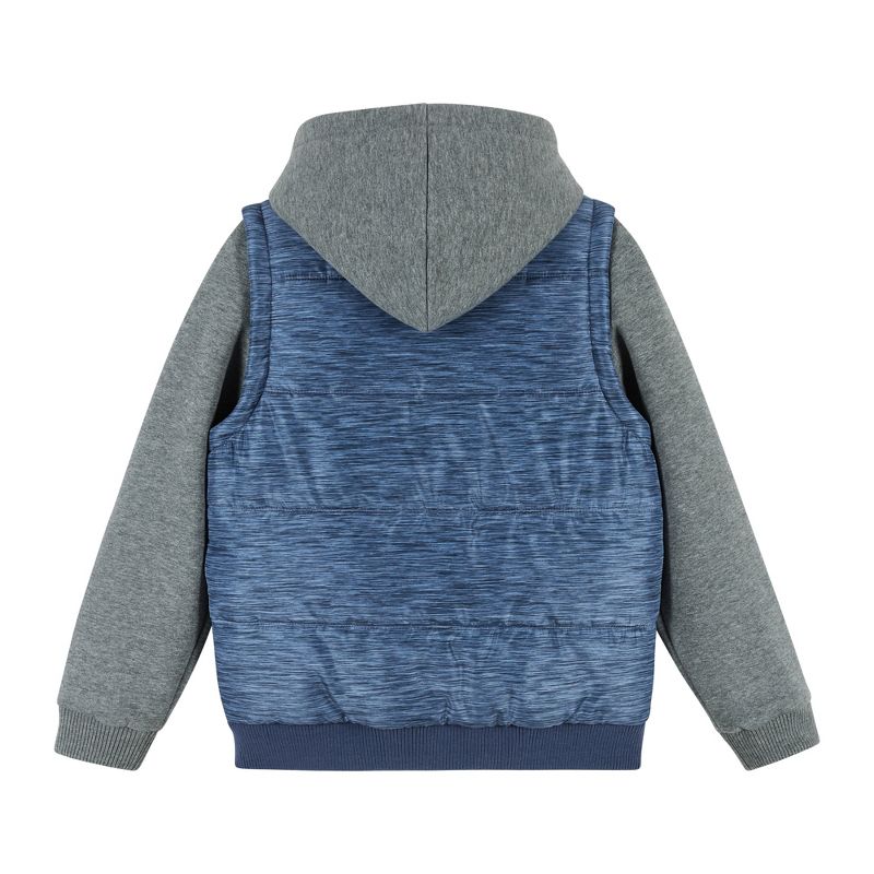 Andy & Evan  Kids  Textured Blue & Grey Hoodie/Vest Combo, 2 of 3