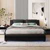 NicBex Full/Queen Upholstered Faux Leather Platform Bed Frame with LED Lights,Wave Like Curve Low Profile Platform Bed Frame,Wood Slats Support - 2 of 4