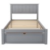 36.2 x 42.4 x 76 Inch Twin Bed Frame Storage Headboard with Under-Bed Storage Drawer Solid Stable Noise Free Easy Assembly for Home Bedroom Grey - 4 of 4