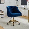 Anika Velvet Height-adjustable Swivel Task Office Chair with Button-tufted Back and Gold Base | Karat Home - image 2 of 4