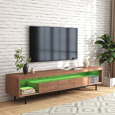 Modern TV Stand With Multicolor LED Lights & Storage