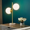Angel Sar Gold Modern LED Globe Table Lamp, 2-Light White Glass Shade with Marble Base, Rechargeable Desk Lamp for Bedroom Office Decor - 2 of 4