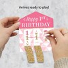 Big Dot of Happiness 1st Birthday Girl - Fun to be One - First Birthday Party Game Pickle Cards - Pull Tabs 3-in-a-Row - Set of 12 - image 2 of 4