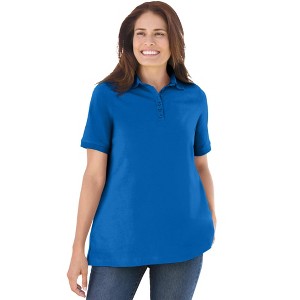 Woman Within Women's Plus Size Perfect Short-Sleeve Polo Shirt - 1 of 4