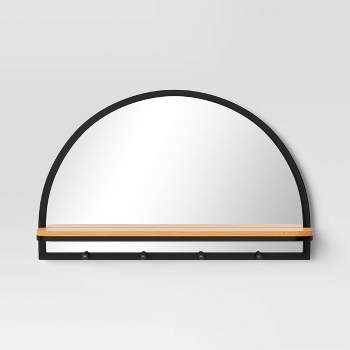 24"x15" Arch Wall Mirror with Shelf and Pegs Brown/Black - Threshold™