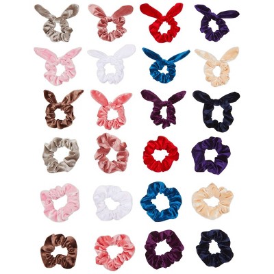 Glamlily 24 Pieces Velvet Bow Hair Scrunchies, Hair Accessories for Women & Girls, Assorted Colors