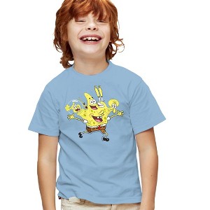 Boys' Spongebob Squarepants All In Group T Shirt Light Blue X Small - 1 of 4
