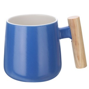 Unique Bargains Ceramic Simple Handmade Wooden Handle Coffee Mugs - 1 of 4