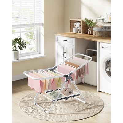 Compact White Foldable 2-Level Clothes Drying Rack