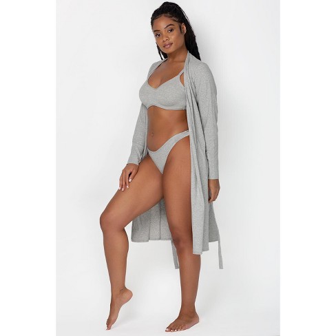 COTTON RIB THONG  LIGHT HEATHER GREY