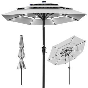 Best Choice Products 10ft 3-Tier Solar Patio Umbrella w/ 24 LED Lights, Tilt Adjustment, Easy Crank - 1 of 4