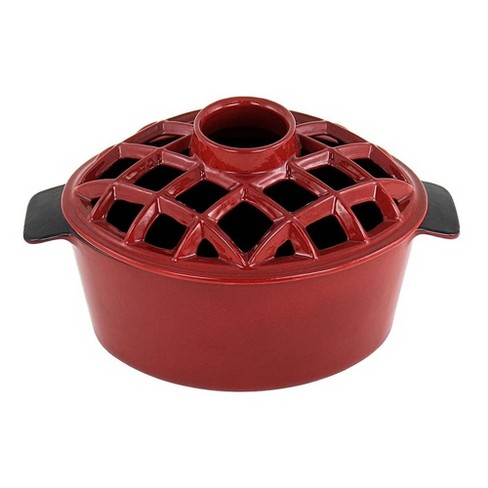 Minuteman International T-50-r Enameled Cast Iron Indoor Wood Stove  Fireplace Steamer Humidifier With Lattice Top, Red : Target