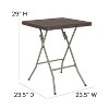Emma and Oliver 1.95-Foot Square Brown Rattan Plastic Folding Table - Outdoor Event Table - 4 of 4