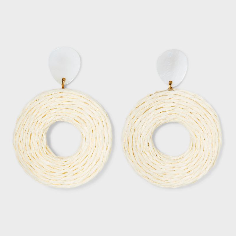 Raffia Ring Double Drop Earrings - A New Day&#8482; Ivory, 1 of 17