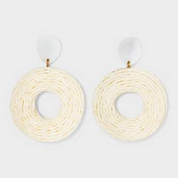 Raffia Ring Double Drop Earrings - A New Day™ Ivory