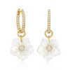 Ross-Simons Mother-Of-Pearl and .77 ct. t.w. White Topaz Removableflower Hoop Drop Earrings in 18kt Gold Over Sterling - 3 of 4