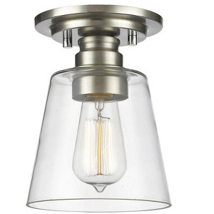 Annora Vintage Style Flush Mount Light Fixture - Clear Glass & Steel, 100W, Dimmable, 7" - 1 of 1