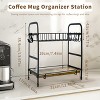 Artloge 2 Tier Mug Cup Holder Stand Coffee Bar Station Organizer Cup Drying Rack with 12 Hooks for Home Bar, Kitchens, Coffee Shop - 3 of 4