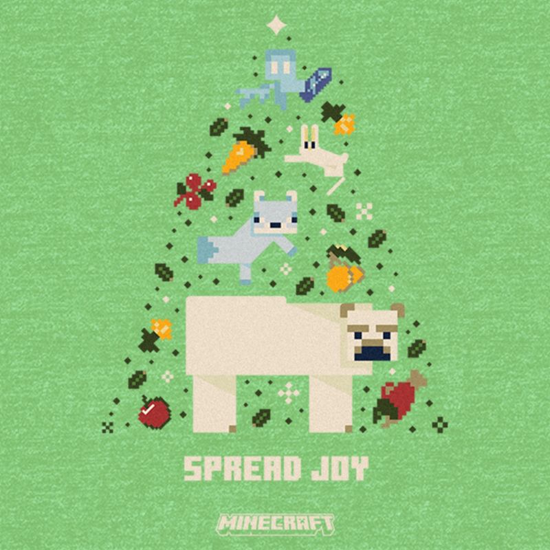 Girl's Minecraft Spread Joy Christmas Tree T-Shirt, 2 of 5