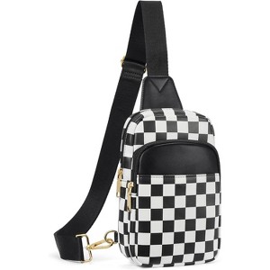 Sling Bag Quilted Crossbody Bags for Women Cross Body Purse Leather Fanny Pack with Adjustable Guitar Strap - 1 of 4