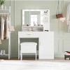 GustoWave Vanity Desk with Mirror & Lights, Makeup Vanity Table with Large Drawers and 3 Level Storage & Tiers of Open Shelves, Bedroom Dressing Table - 2 of 4