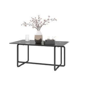 Syemin Modern Single Layer Glass Side Table, Coffee Table for Living Room, Dining Room, Bedroom, Gray, 39.37"*23.62"*17.71" - 1 of 4