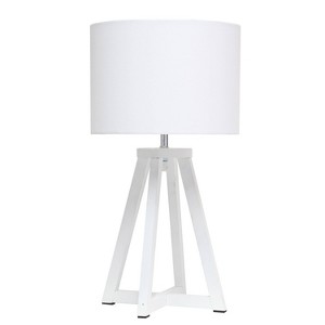 Creekwood Home Tripod Table Lamp with Drum Fabric Shade White - 1 of 4