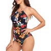 Women's Drop Neck Bellyband Cross Back One Piece Swimsuit - 2 of 4