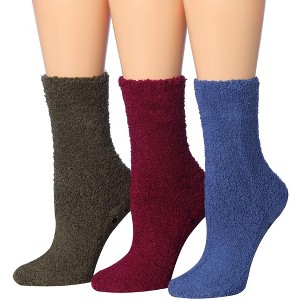 Tipi Toe Women's 3 Pairs Cozy Microfiber Anti-Skid Slate Serenity Patterned Soft Fuzzy Crew Socks - 1 of 1