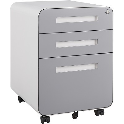 Vynxaria 3-Drawer Black Office File Cabinet - Versatile Utility Storage Cabinets with Anti-Tilt Wheels
