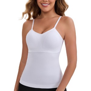 INSPIRE CHIC Women's Long V-Neck Tummy Control Breast Lifting Padded Seamless Shaping Camisoles - 1 of 4
