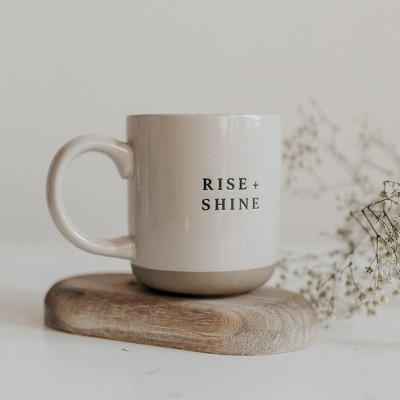 Rise and Shine White Ceramic Stoneware Coffee Mug 14oz